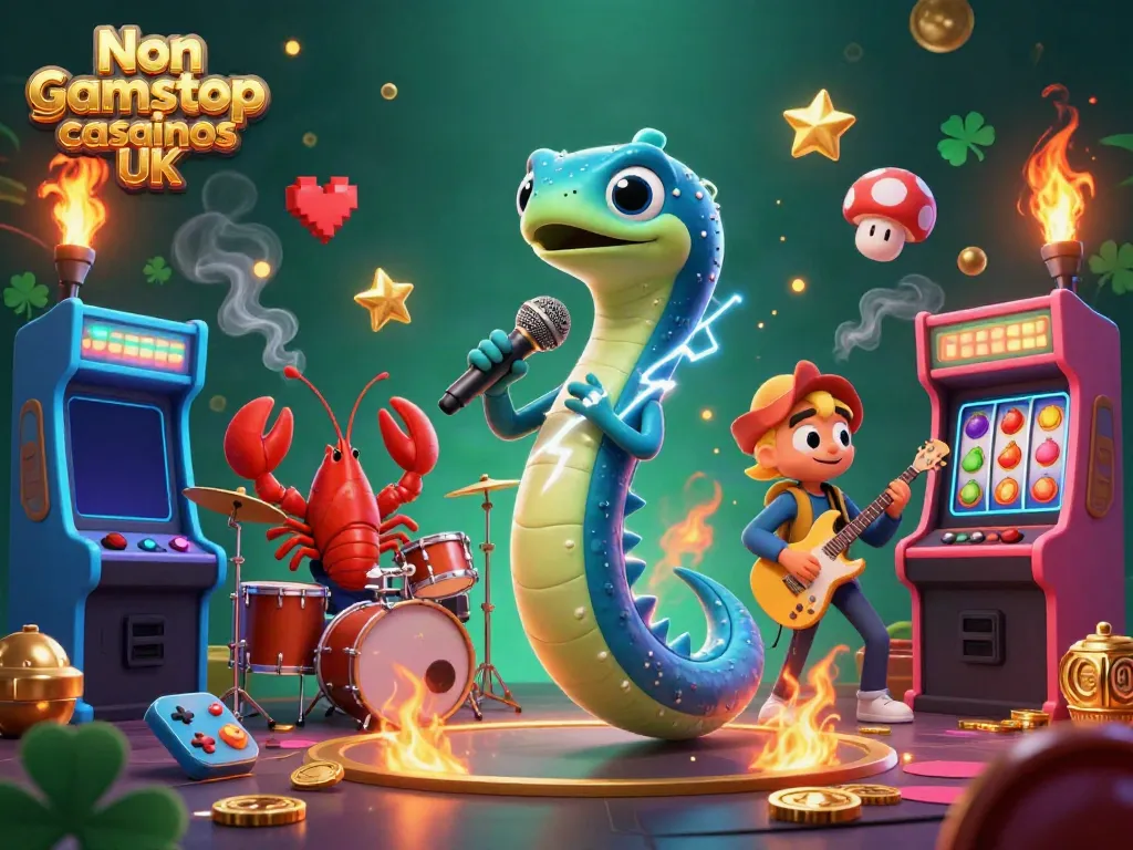Engaging scene of performers in an underwater casino celebrating Non gamstop casinos UK with vibrant gaming symbols.