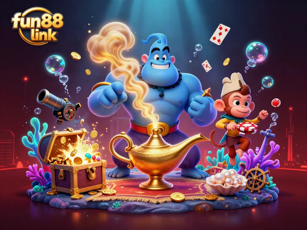 Experience fun88 link with exciting casino elements in a vibrant 3D illustration.