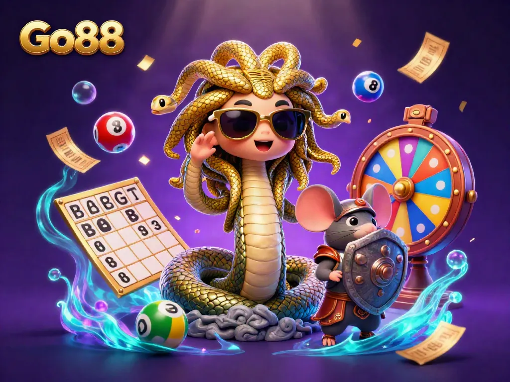 Experience thrilling gameplay at Go88 with vibrant lottery elements and dynamic characters.