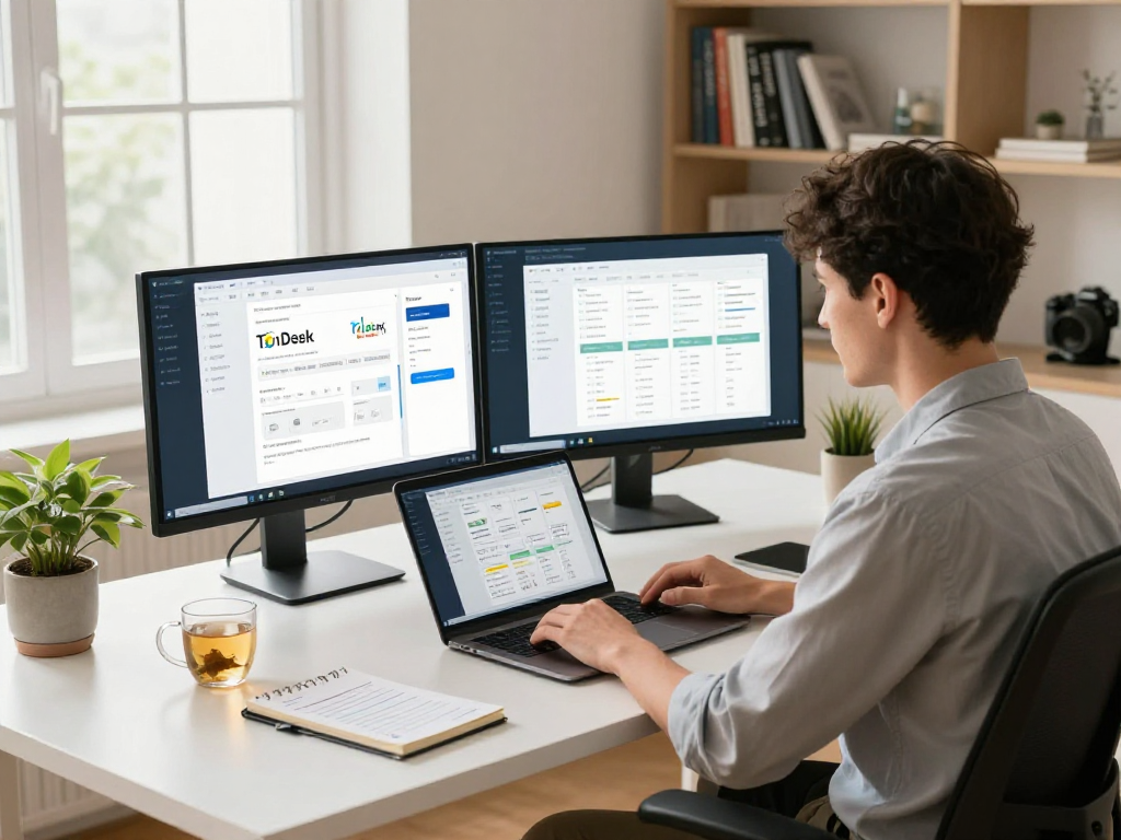 Maximize productivity with ToDesk in a modern home office.