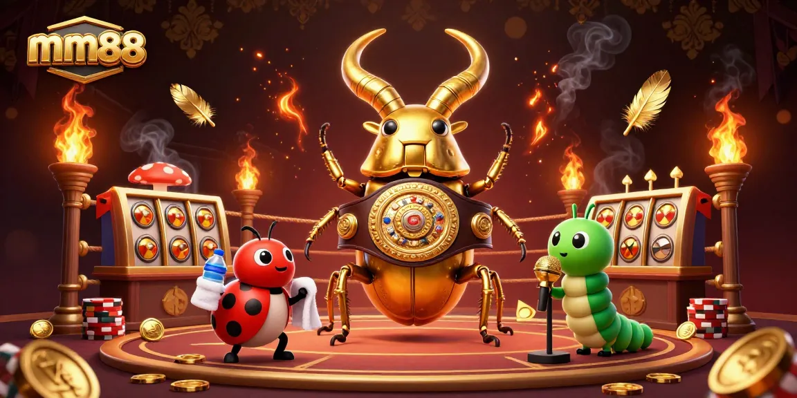 mm88 gamers battle in a vibrant casino arena with gold coins and dynamic elements.
