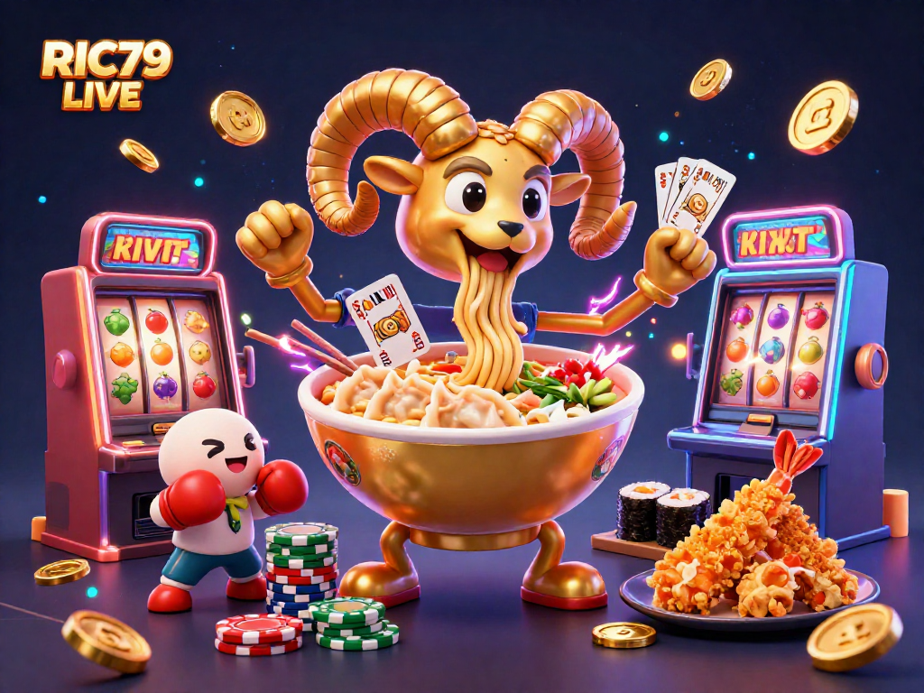 Experience thrilling gameplay with RIC79 LIVE featuring a dynamic casino illustration full of excitement.
