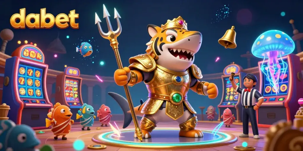 Dabet offers a vibrant underwater casino experience showcasing a slot machine theme.