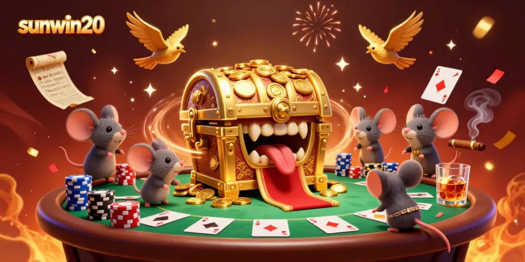 Venture into sunwin20's rich gaming atmosphere, capturing the allure of treasure and excitement.