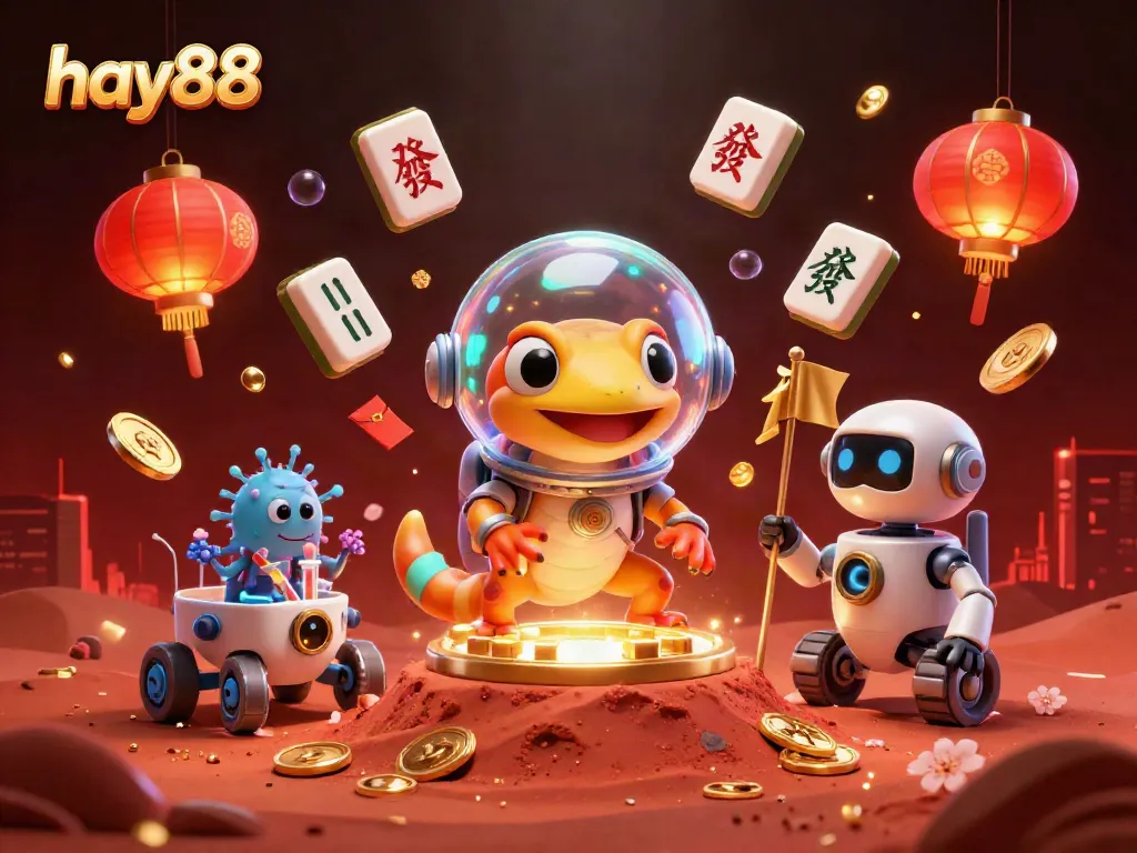 Experience excitement with HAY88 as the Martian gecko embarks on a vibrant casino adventure.
