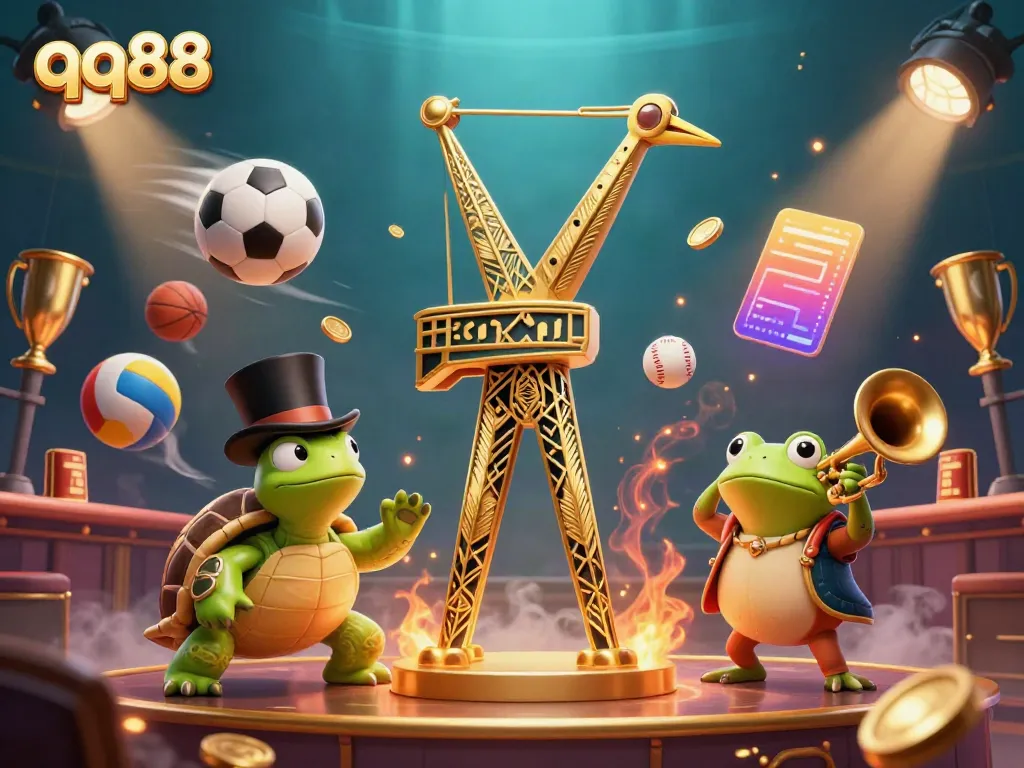 Experience thrilling games at qq88 with vibrant, dynamic characters in action-packed casino illustration.