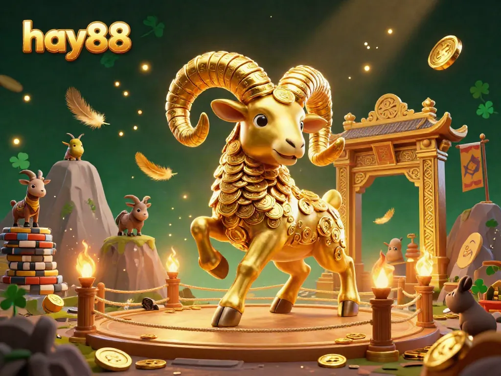 Engage in thrilling gameplay with hay88 as the golden ram charges toward victory amid a backdrop of grandeur.