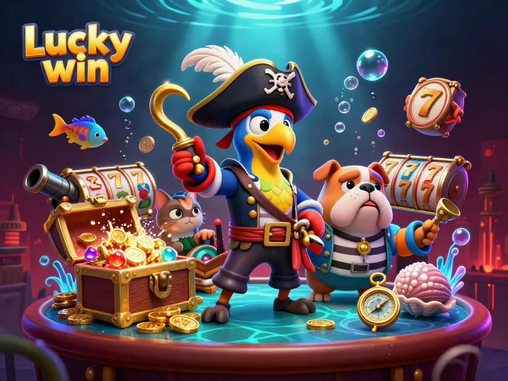 Spin the Lucky win slots with pirate-themed adventure in a vibrant casino scene