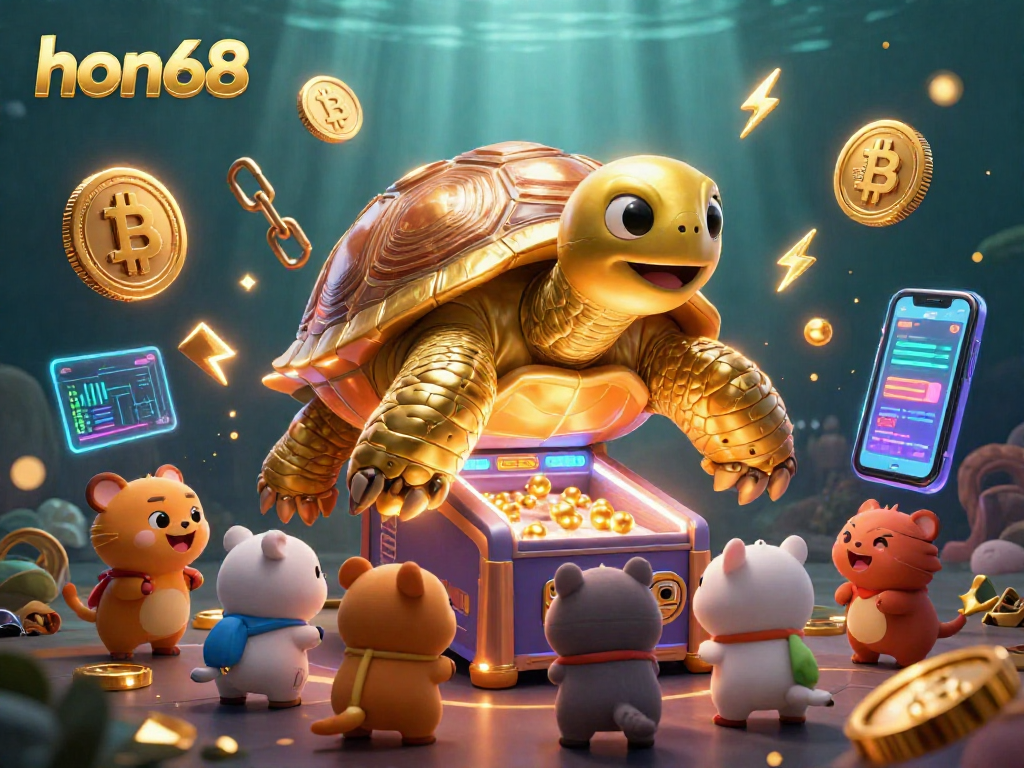 Experience the thrill of hon68 as animals play on a giant pinball tortoise surrounded by dynamic casino themes.