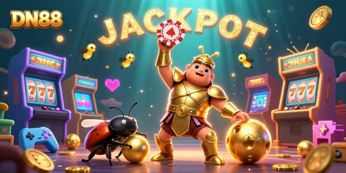 Experience DN88's thrilling jackpot moments in a vibrant 3D illustration capturing casino excitement.