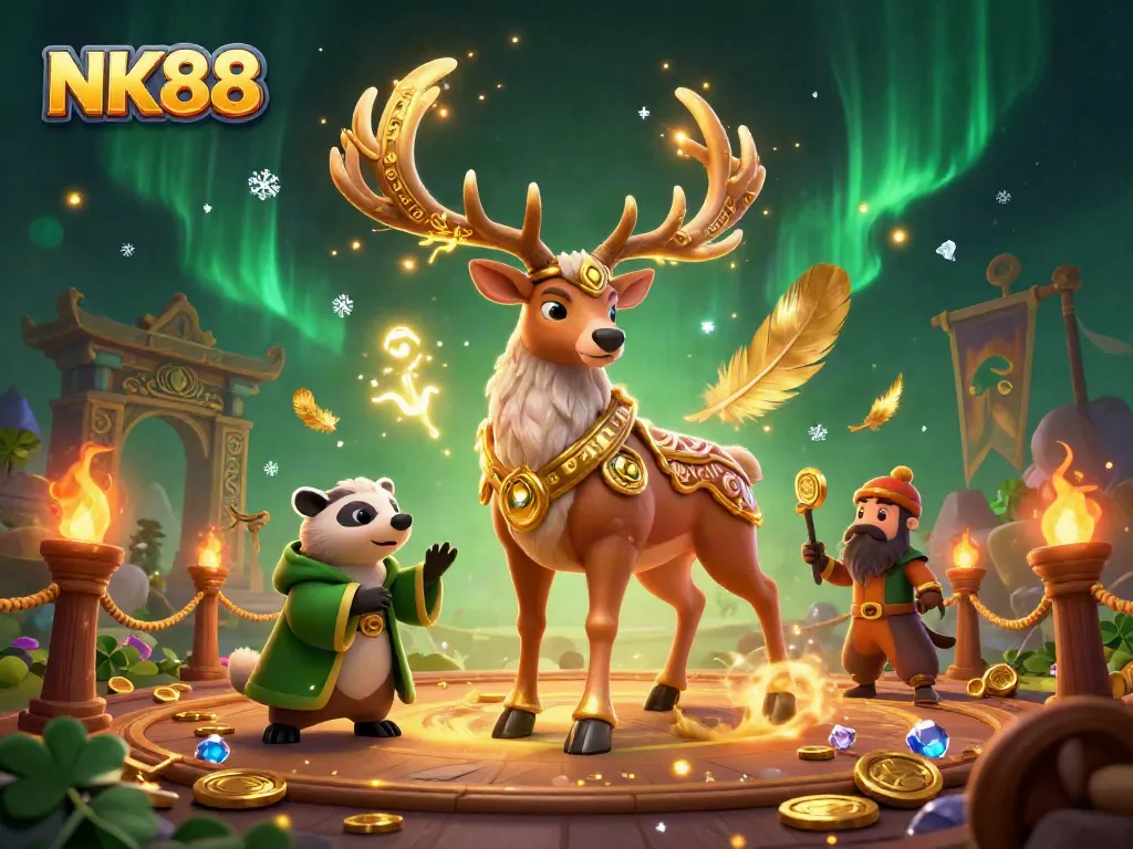 Experience NK88's thrilling casino ambiance, featuring enchanting characters and dynamic game elements.