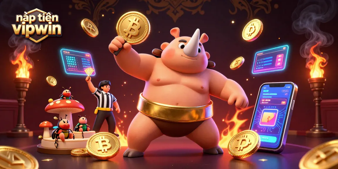 Engage in nạp tiền vipwin with a vibrant scene showcasing dynamic gaming elements and adorable beetle champions.
