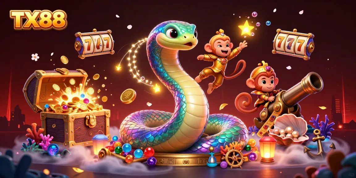 Win big with TX88 in this rich, colorful casino-themed scene filled with treasures and excitement.