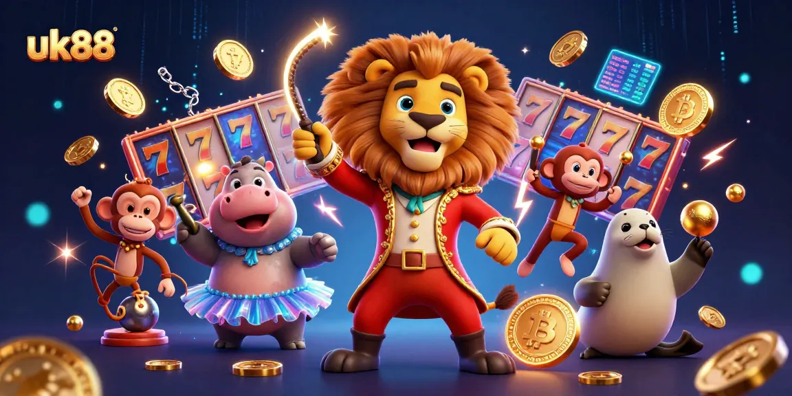Play exciting uk88 games with a vibrant circus theme featuring colorful characters and dynamic slot elements.