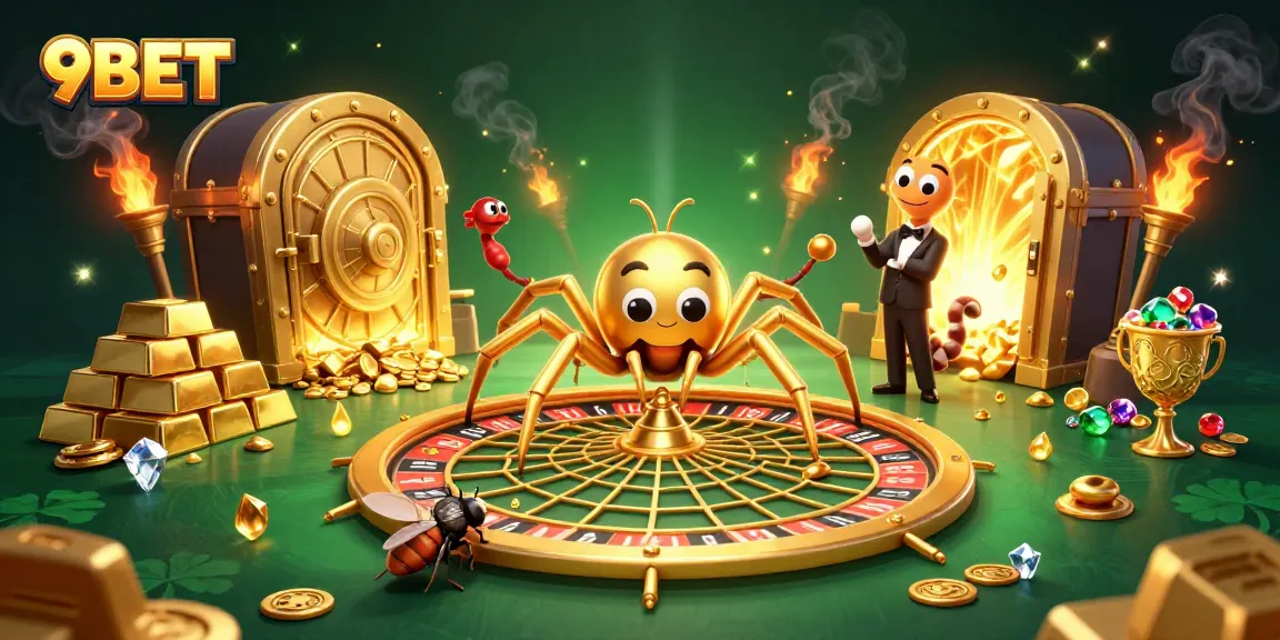 Spin the golden web with 9BET and immerse in a vibrant gambling scene full of treasures.