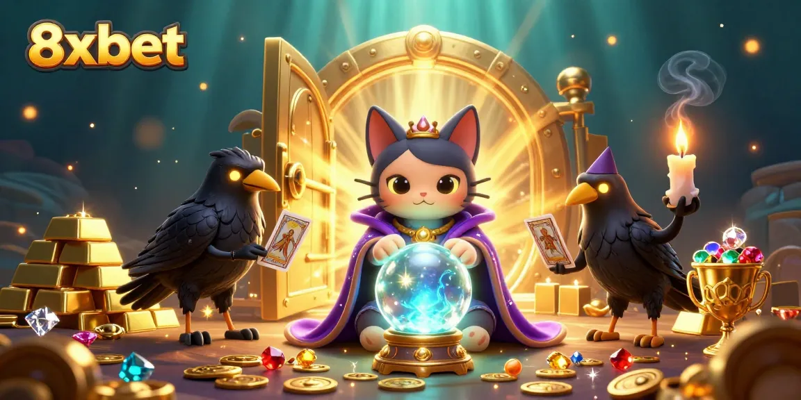 Engage with 8xbet's mystical world of fortune in this vibrant 3D casino illustration.