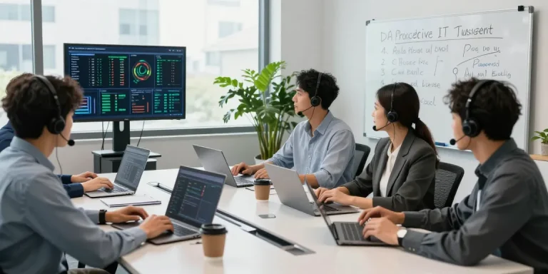 Engaged team delivering it support small business solutions in a modern office setting.