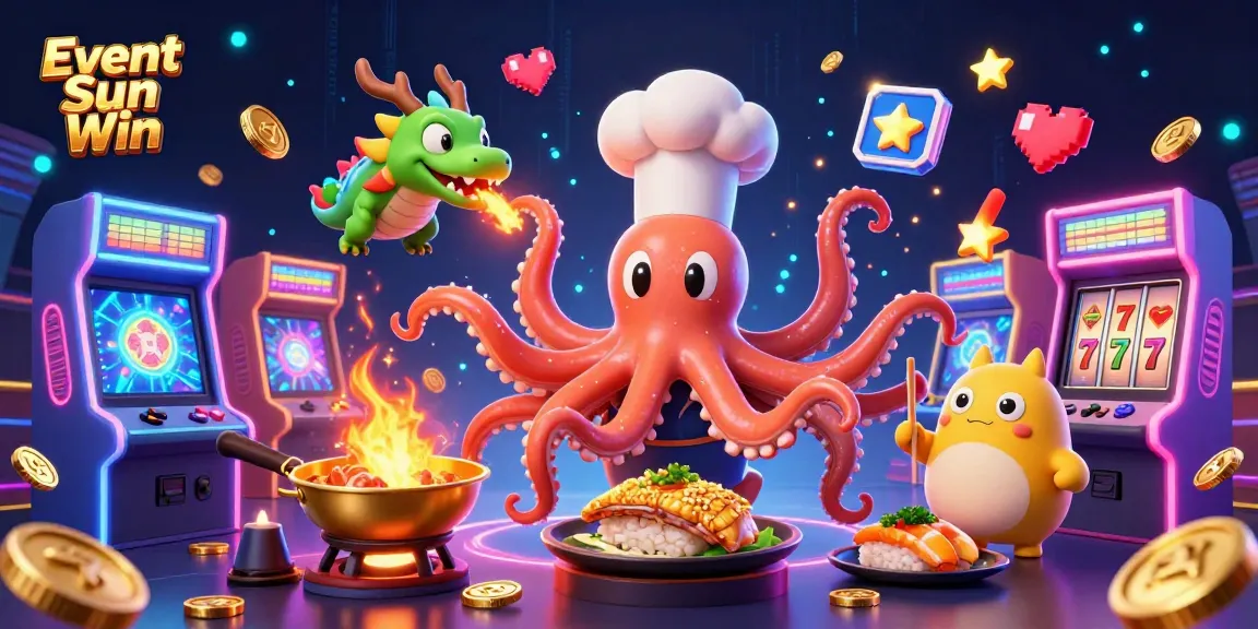 Experience the thrill of the Event Sun Win with vibrant characters and dynamic casino elements.