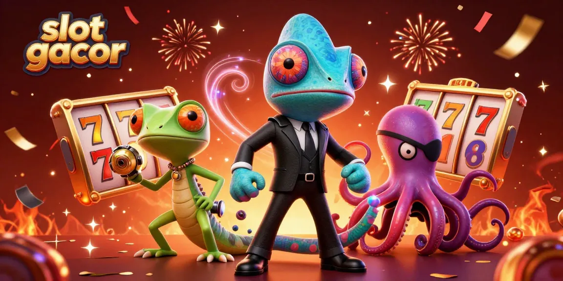 Experience slot gacor action with vibrant characters amidst spinning reels and jackpot symbols.