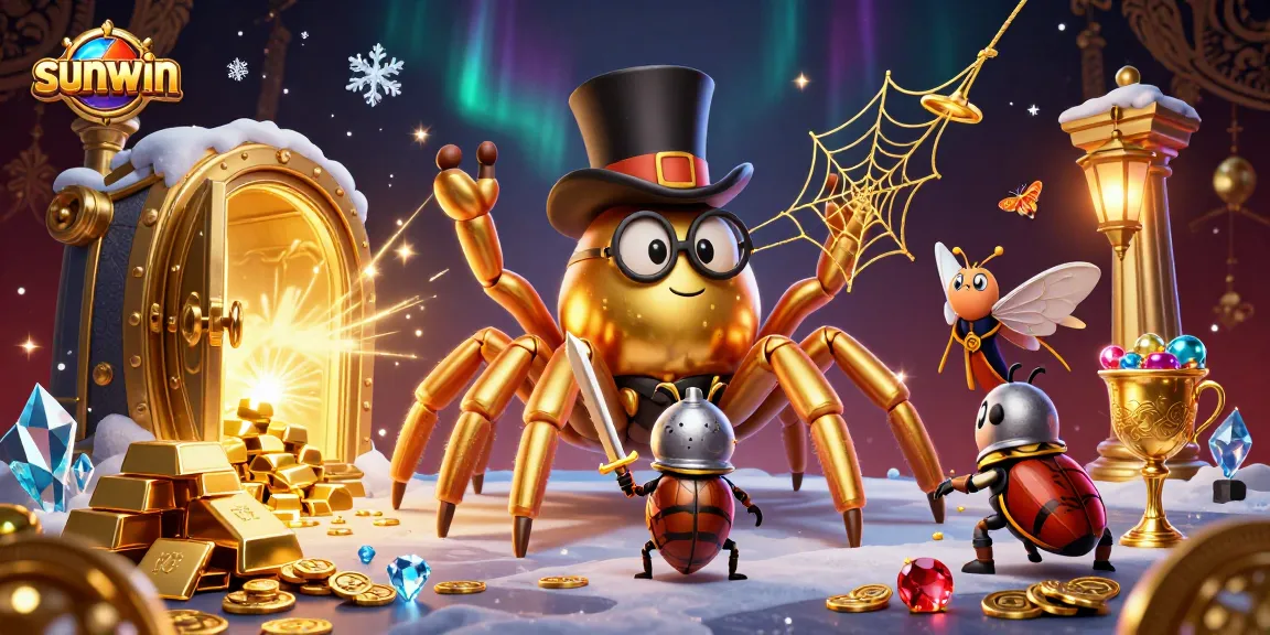 Experience thrilling gameplay with Sunwin, featuring a golden tarantula, knight, and gems.
