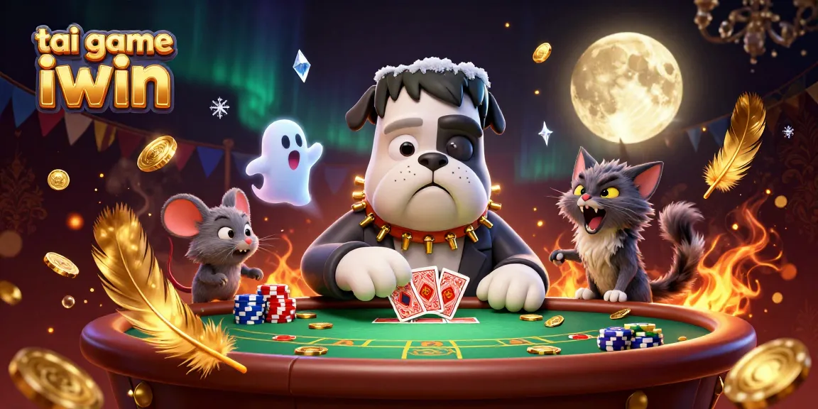 Engage in thrilling tai game iwin action at a lively poker table with cartoon characters.