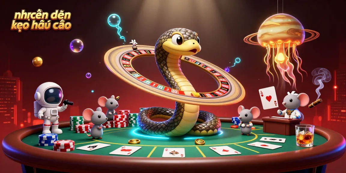 Engage in nhận định kèo nhà cái with cosmic betting mice and colorful casino elements.