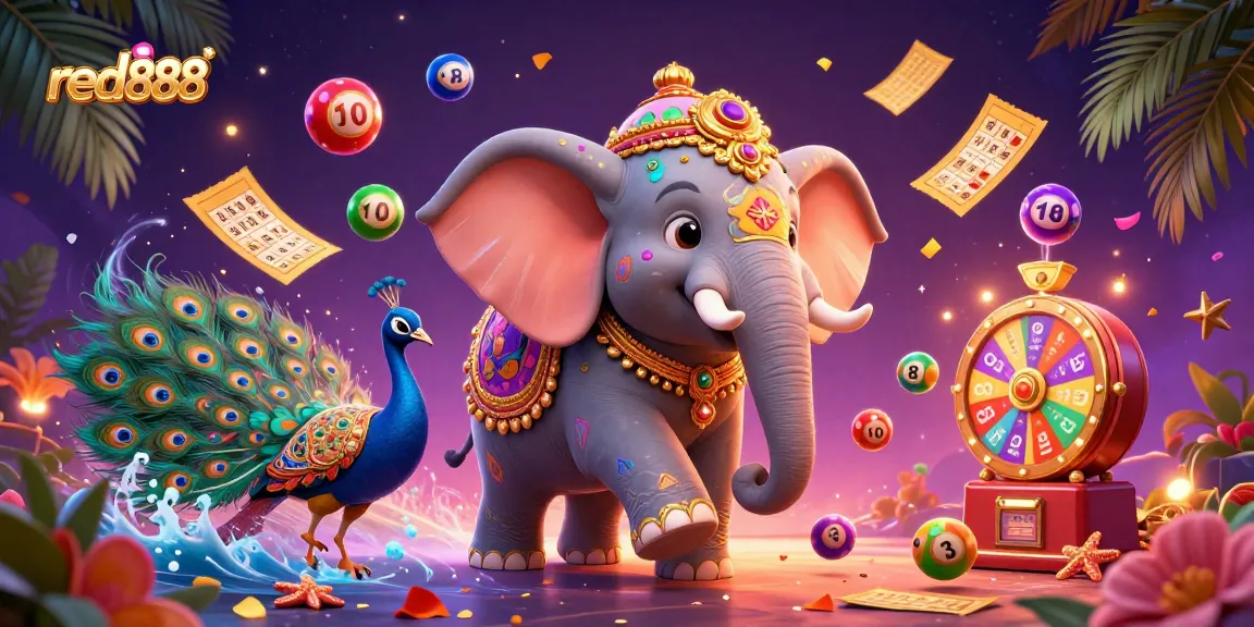 Win big with red888 in this vibrant 3D illustration of lottery excitement and Diwali charm.