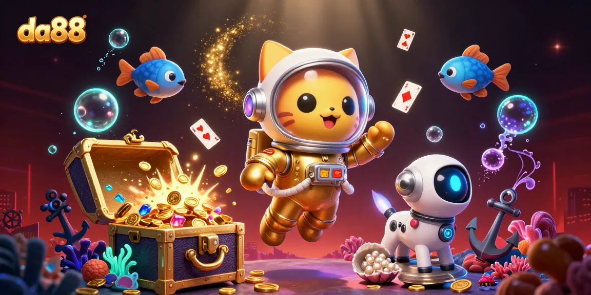 Engage with da88's thrilling casino adventure featuring vibrant 3D illustration elements.