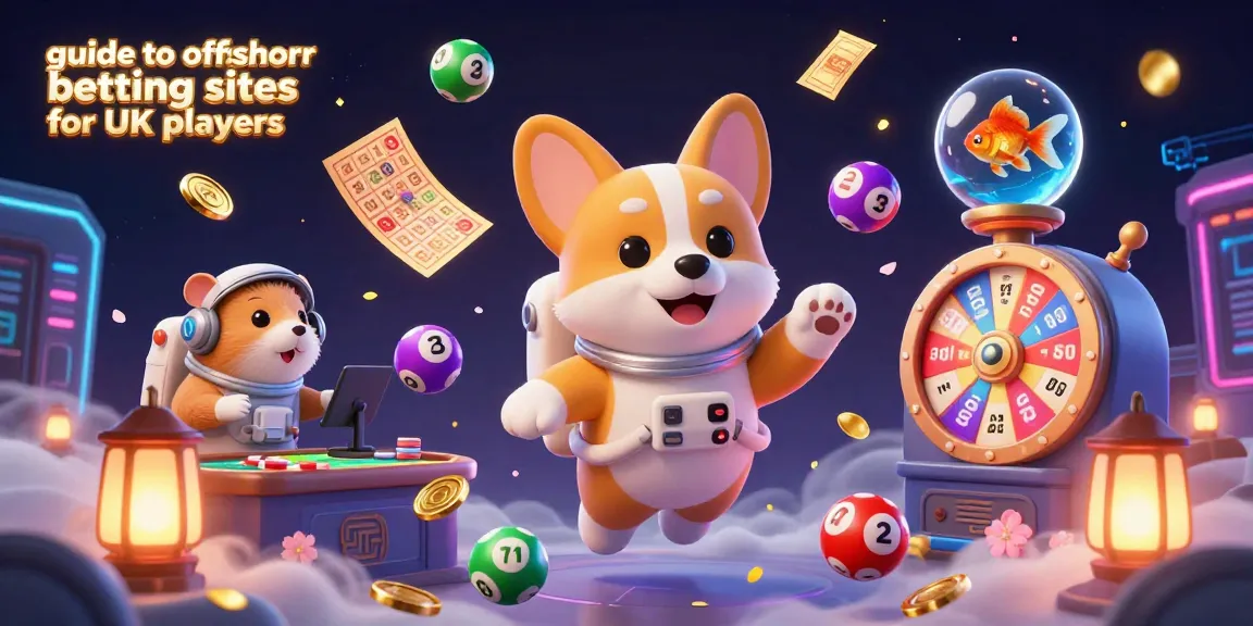 Engage with the guide to offshore betting sites for UK players in an action-packed casino scene featuring a floating astronaut corgi.
