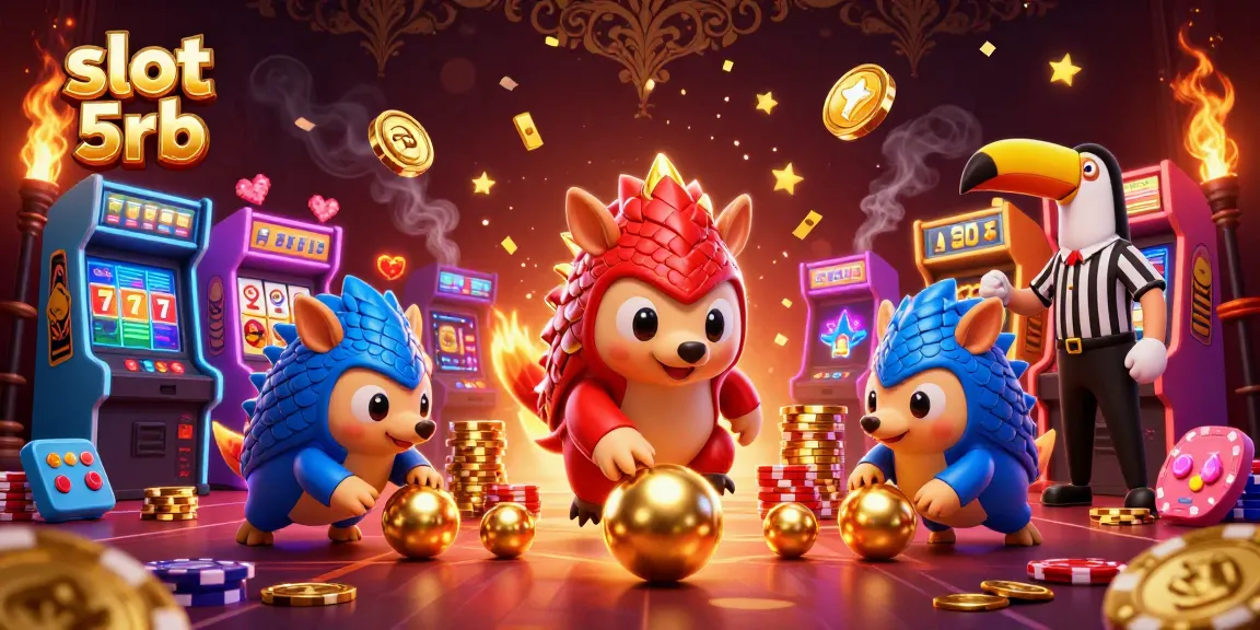 Experience thrilling excitement at slot 5rb with rival pangolins competing amid golden stacks!