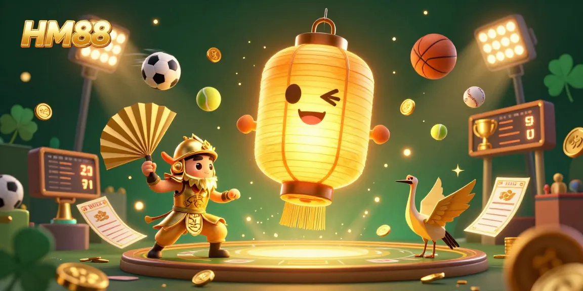Experience the vibrant gaming atmosphere at HM88, where the golden spirit and companions celebrate online casino excitement.