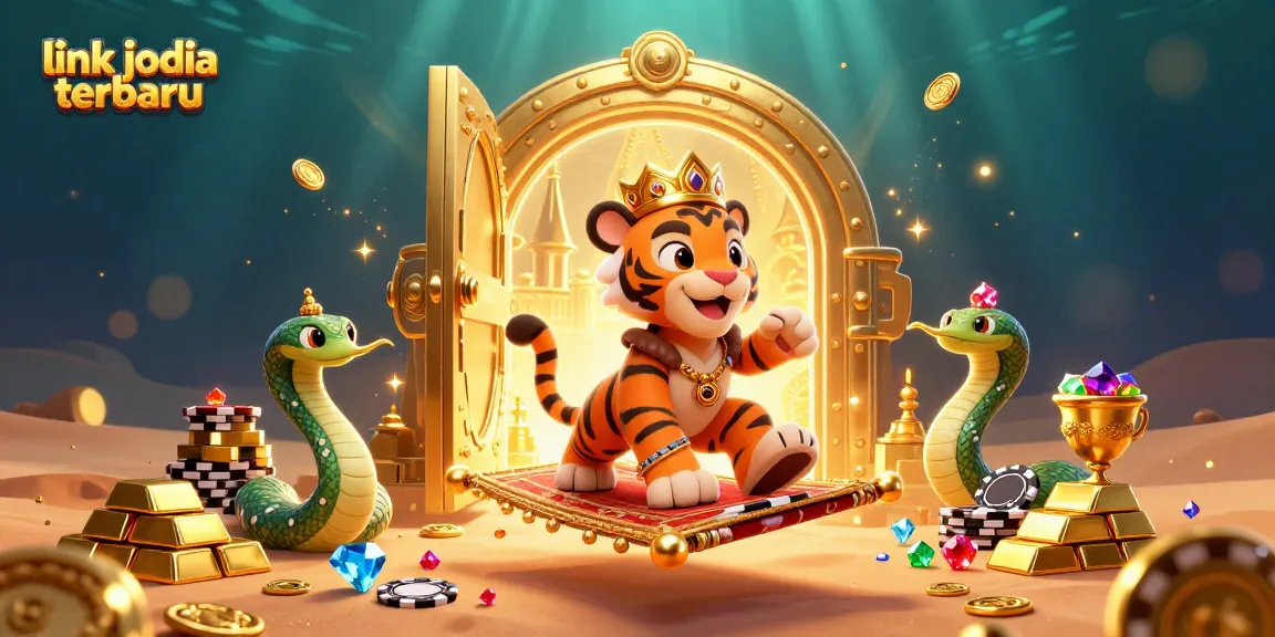 Place bets with link judi bola terbaru in a vibrant casino-themed 3D scene filled with treasures.
